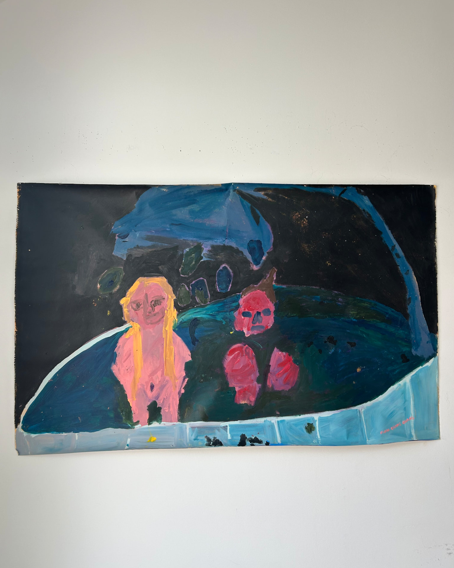 Badezeit, Acrylic on canvas, 102 × 164 cm